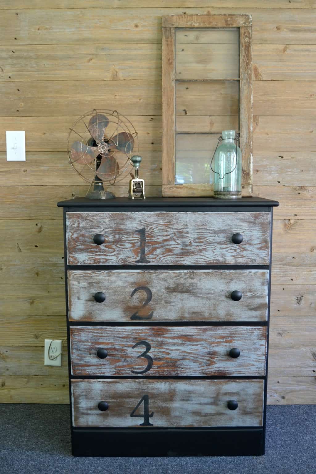 Rustic Dresser Makeover With Stain Paint And Numbers