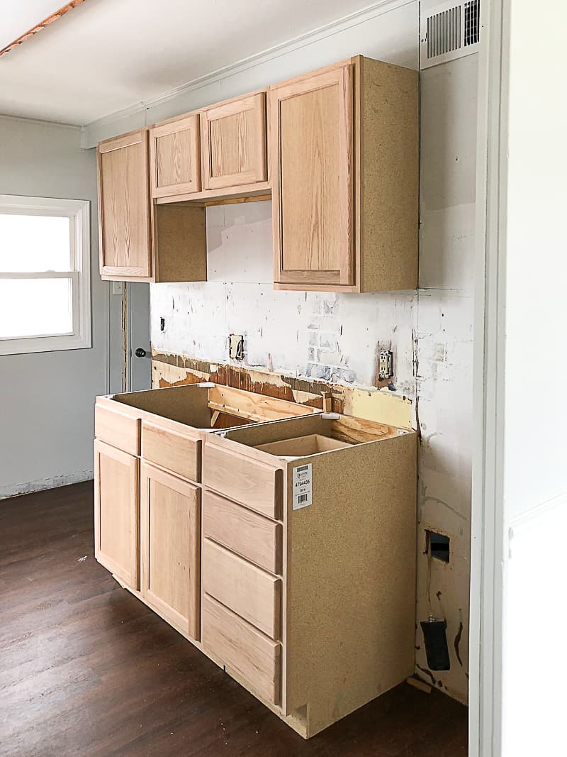 unfinished wood cabinets to make the flip house kitchen